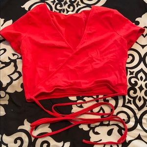 red shirt with strings